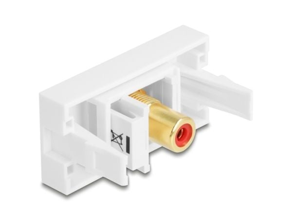Delock - Easy 45 - trykklåsmodul - gold plated - RCA - 1 gang - rød, hvit