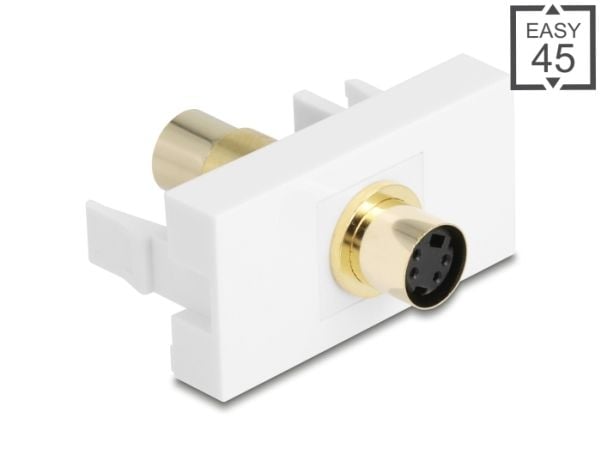 Delock - Easy 45 - trykklåsmodul - gold plated - 4-pin Mini-DIN ( female ) - 1 gang - hvit