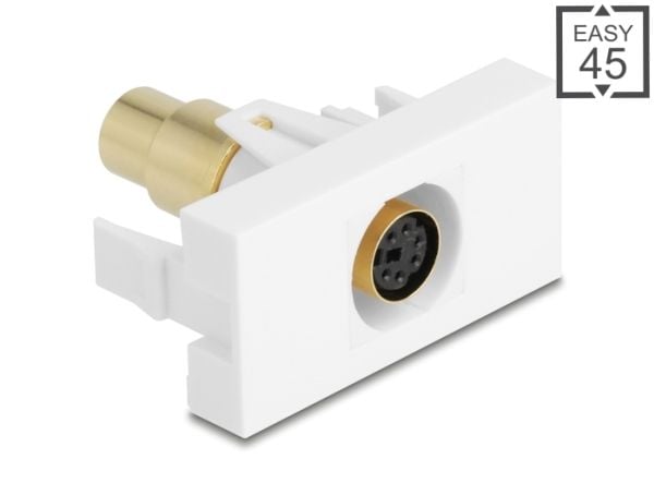Delock - Easy 45 - trykklåsmodul - gold plated - 6-pin Mini-DIN ( female ) - 1 gang - hvit