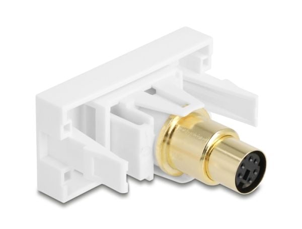 Delock - Easy 45 - trykklåsmodul - gold plated - 6-pin Mini-DIN ( female ) - 1 gang - hvit