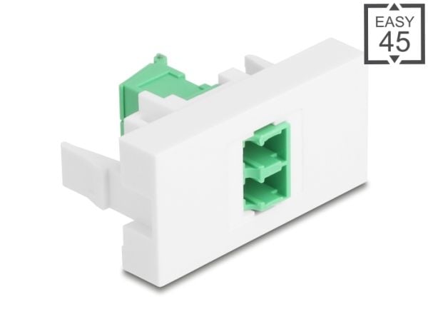 Delock Easy 45 -moduuli LC Duplex naaras LC Duplex naaras LC Duplex -liitäntään lasersuojalla sisällä vihreä / valkoinen