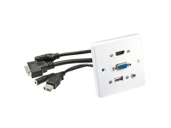 Lindy 60220, HDMI + VGA + USB A + 3.5mm, Valkoinen, Muovi, 86 mm, 86 mm