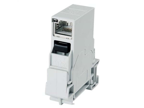 Telegärtner 100007437 DIN-kiskoliitin RJ45 100007437 Kytkentä, uppoasennus Navat: 8P8C Vaaleanharmaa 1 kpl