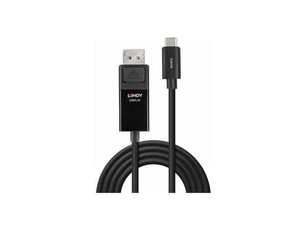 Lindy 43342, USB Type-C, DisplayPort, Mies, Musta, 2 m, 32,4 Gbit/s