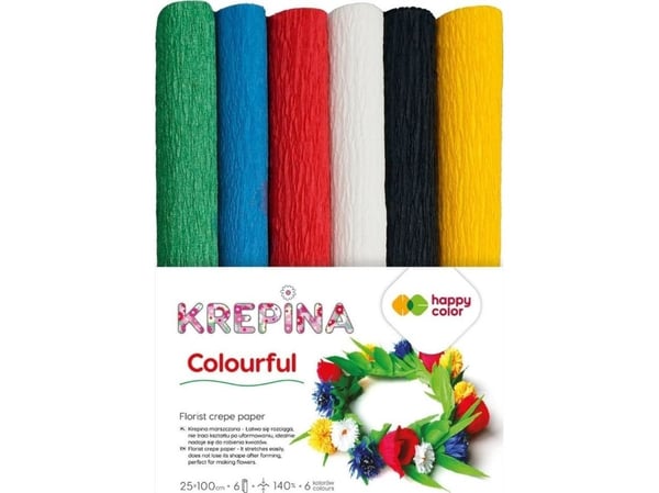 GDD kreppapir 6 farger colorful 25x100 cm Happy Color