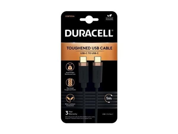 Duracell USB-C cable for USB-C 3.2 1m (Black)
