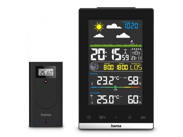 Hama 00222239, Svart, Inne hygrometer, Inne Termometer, Utendørs Fuktighetsmåler, Utendørs Barometer, Hygrometer, Termometer, Hygrometer, Termomete...