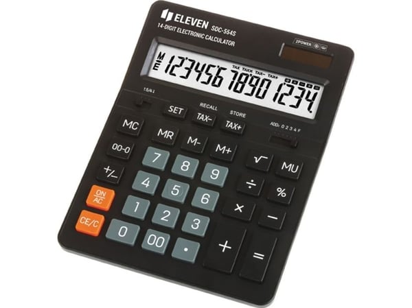 Eleven Eleven kalkulator SDC554S svart bordmodell 14 siffer dobbel strømforsyning