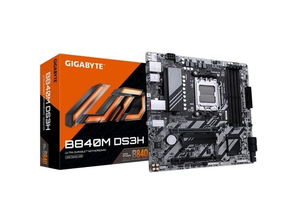 Gigabyte B840M DS3H - Hovedkort - micro ATX - Socket AM5 - AMD B840 Chipset - USB-C 3.2 Gen 1, USB 3.2 Gen 1 - 2.5 Gigabit LAN - innbygd grafikk (C...