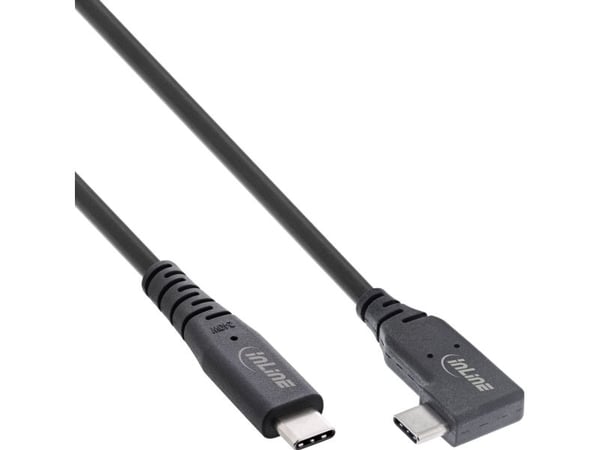 USB4 cable, USB Type-C, one side angled, PD 240W, 8K60Hz, TPE black, 1m