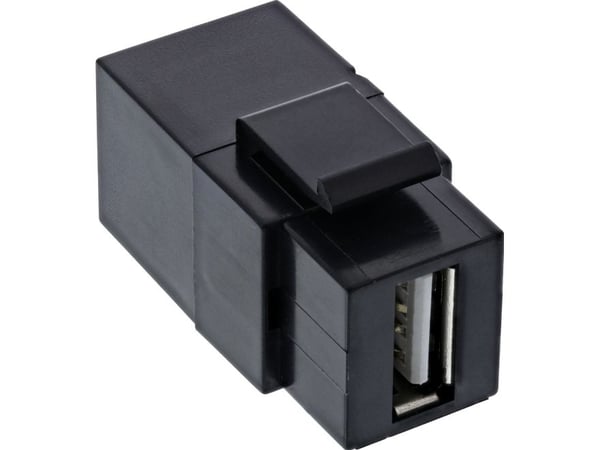 USB 2.0 Keystone snap-in insertti - USB-A pistorasia / pistorasia - kulmikas - musta (76202J)