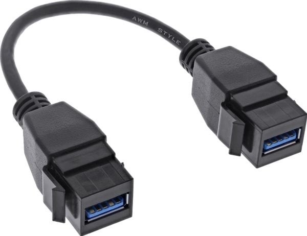 InLine 76206D, 0,2 m, USB A, USB A, USB 3.2 Gen 1 (3.1 Gen 1), Musta