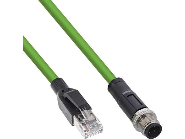 InLine 40405, 5 m, M12, RJ-45, Uros/uros, Vihreä, Kupari