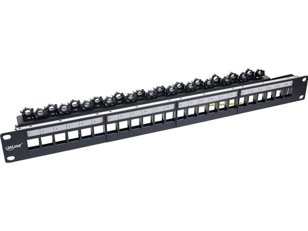 InLine 76824P, Cat6, Cat5, Cat6a, Rackmontering, 1U, Svart, 95 x 480 x 45 mm, 95 mm