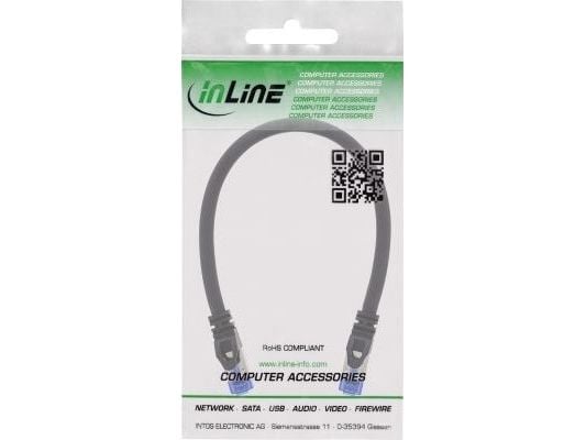 InLine 75555S, 0,5 m, Cat6a, U/FTP (STP), RJ-45, RJ-45, Svart