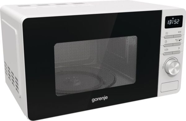 Gorenje MO20A3W, Benkeplate, Solo mikrobølge ovn, 20 l, 800 W, Innebygd skjerm, Knapper, Rotasjon