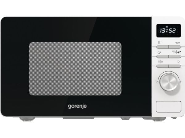 Gorenje MO20A3W, Bänkdiskmaskin, Enbart mikrovågsugn, 20 l, 800 W, Inbyggd display, Knappar, Rotations-