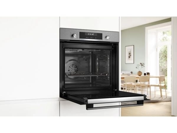 Bosch Serie | 6 HBG578BS3 - Ovn - innebygd - fordypning - bredde: 56 cm - dybde: 55 cm - høyde: 58.5 cm - med selvrens - Klasse A+ - rustfritt stål