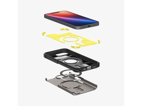 Spigen Tough Armor AI (MagFit), Mobilskal, Apple, iPhone 16e, 15,5 cm (6.1"), Metallisk