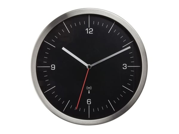 TFA-Dostmann 60.3544.01, Vegg, Radiostyrt klokke, Rund, Rustfritt stål, Rustfritt stål, Glass