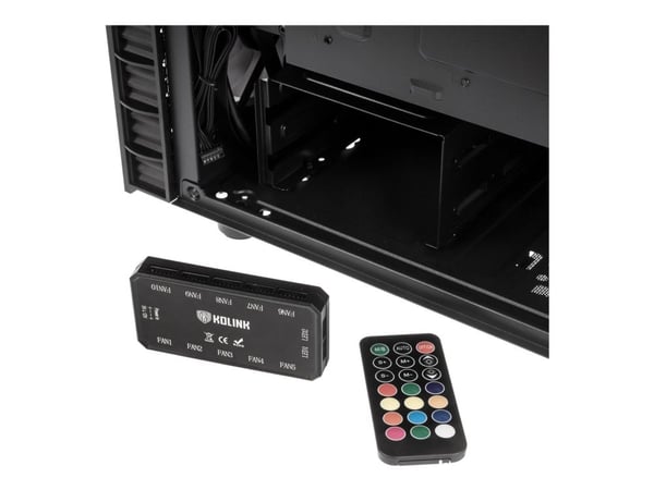 Kolink Observatory Lite Mesh RGB - Tower - ATX - sidepanel med vindu (herdet glass) - ingen strømforsyning (ATX) - svart - USB/lyd