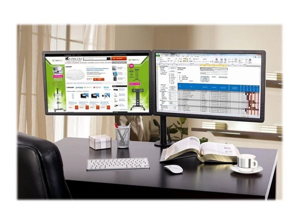 TECHly - Stativ - for 2 LCD-skjermer - svart - skjermstørrelse: 13"-27" - klemmemonterbar