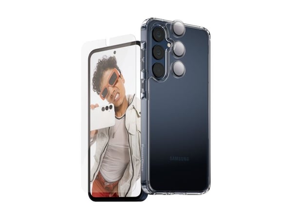 CARE by PanzerGlass - 3-i-1 beskyttelsespakke - beskyttelsesboks for mobiltelefon - robust - flaggskip - polyethlen-tereftalat (PET), herdet glass ...