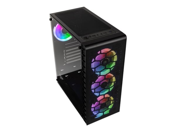Kolink Observatory Lite Mesh RGB - Tower - ATX - sidepanel med vindu (herdet glass) - ingen strømforsyning (ATX) - svart - USB/lyd