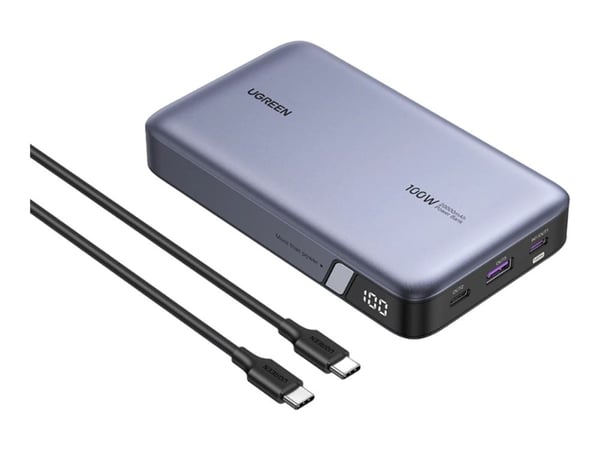 Ugreen Nexode 25188 powerbank 20000 mAh 100 W, 2 USB-C, USB-A, grå