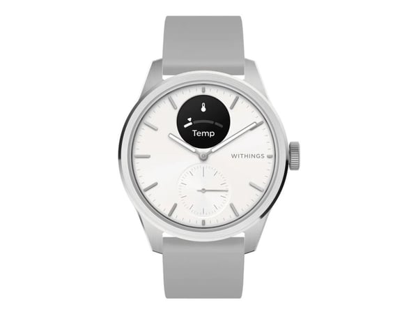 Smartwatch WITHINGS SAS Withings Scanwatch 2 - klocka med EKG-funktion, puls- och SPO2-mätning samt mätning av fysisk aktivitet och sömn (42mm, vit)