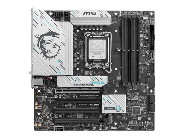 MSI B860M GAMING PLUS WIFI - Hovedkort - micro ATX - LGA1851-sokkel - B860 Chipset - USB-C 3.2 Gen2, USB-C 3.2 Gen 1, USB 3.2 Gen 1 - 5 Gigabit Eth...