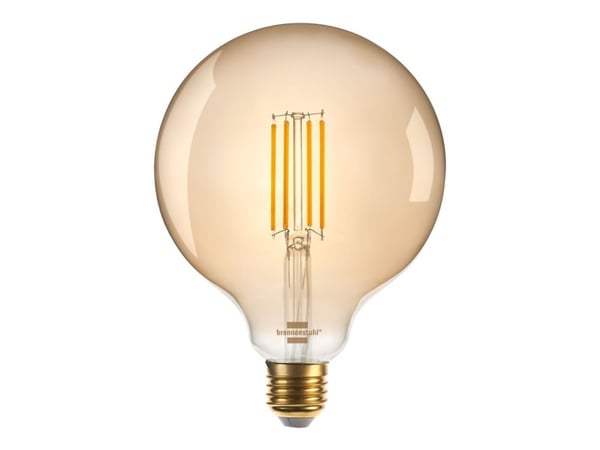 Brennenstuhl - LED-filamentlyspære - form: globus - E27 - 4.9 W - klasse F - varmt hvitt lys - 2200 K - gyllen