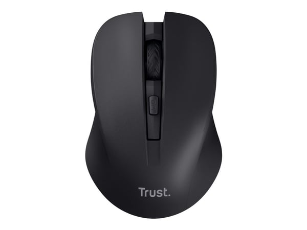 Trust Mydo - Mus - stille - høyre- og venstrehåndet - optisk - 4 knapper - trådløs - 2.4 GHz - USB trådløs mottaker - svart