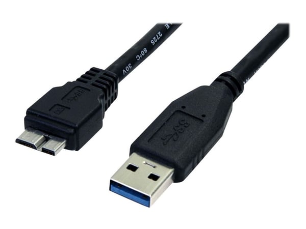 StarTech 0,5 m svart SuperSpeed USB 3.0-kabel A till Micro B – M/M - USB-kabel - Micro-USB typ B (hane) till USB typ A (hane) - USB 3.0 - 50 cm - f...