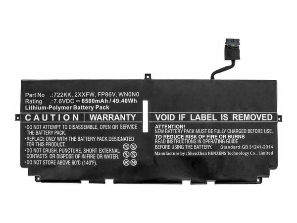 CoreParts - Batteri til bærbar PC (tilsvarer: Dell 2XXFW, Dell 722KK, Dell FP86V, Dell WN0N0) - 7,6V - litiumpolymer - 6000 mAh - 45.6 Wh - svart
