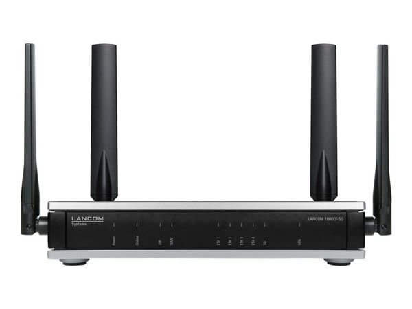 LANCOM 1800EF-5G - SD-WAN gateway - med 5G, fiber och ethernet - 5 portar - 1GbE, 5G, LTE, UMTS, HSPA - 5G, 4G, 3G - UMTS B1/B2/B4/B5/B8/B19/ LTE B...