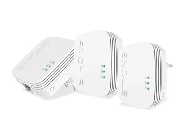 Strong Powerline 600 Triple - Mini - strømlinjeadaptersett HomePlug AV (HPAV) - veggpluggbar