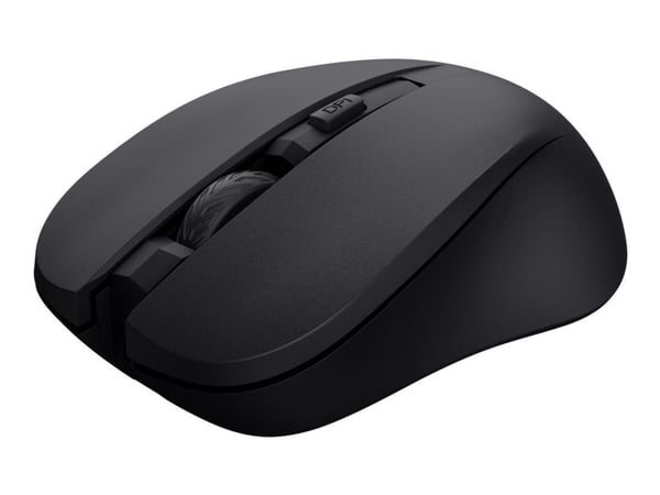 Trust Mydo - Mus - stille - høyre- og venstrehåndet - optisk - 4 knapper - trådløs - 2.4 GHz - USB trådløs mottaker - svart