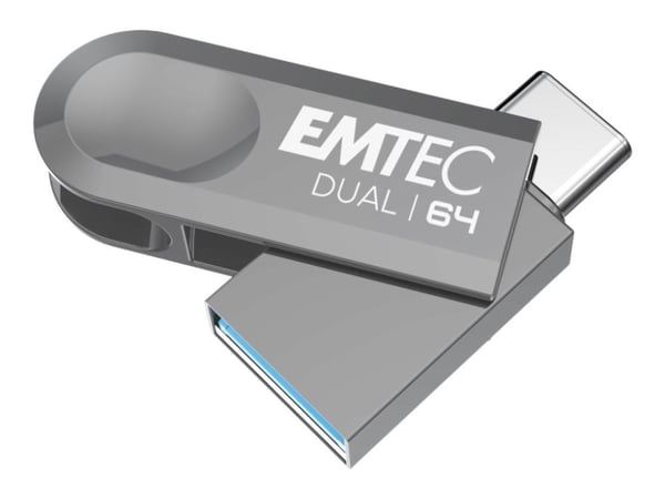 EMTEC Dual D280 - USB flash-enhet - 64 GB - USB 3.2 Gen 1 / USB-C