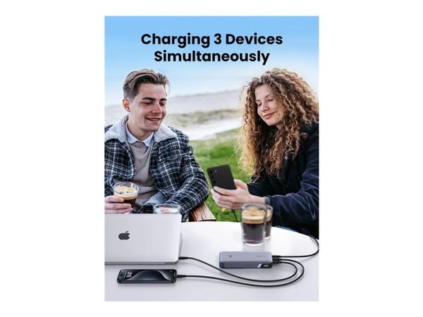 Ugreen Nexode 25188 powerbank 20000 mAh 100 W, 2 USB-C, USB-A, grå