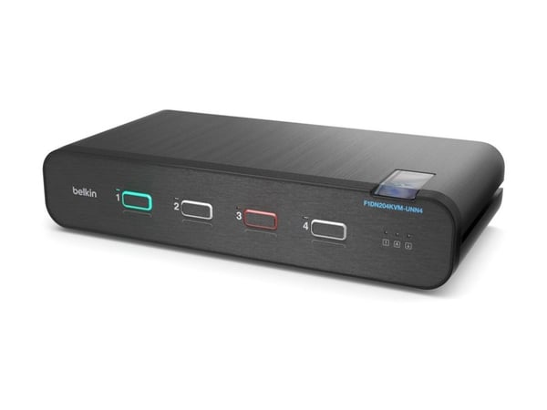 Belkin Universal Secure Dual-Head - 2. generasjon - KVM / lydsvitsj - 4 x KVM/lyd - 1 lokalbruker - stasjonær - TAA-samsvar