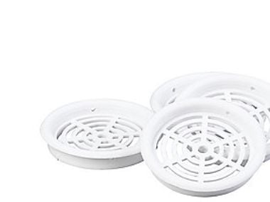 Duka skabsrist type 61.1 - PVC, Hvid, Ø43 mm, Pakket i pose á 4 stk.