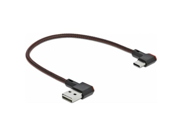 Delock Easy - USB-kabel - USB (hann) venstre/høyre-vinklet, reversibel til 24 pin USB-C (hann) venstre/høyre-vinklet, reversibel - 20 cm - svart