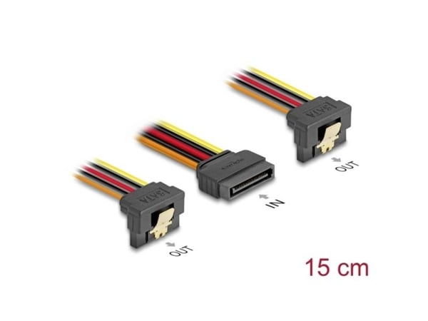 Delock - Strømkabel - SATA-strøm (hann) til SATA-strøm (hunn) - 3.3 / 5 / 12 V - 15 cm