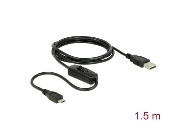 Delock - USB-kabel - Micro-USB type B (kun strøm) (hann) til USB (kun strøm) (hann) - 1.5 m - svart