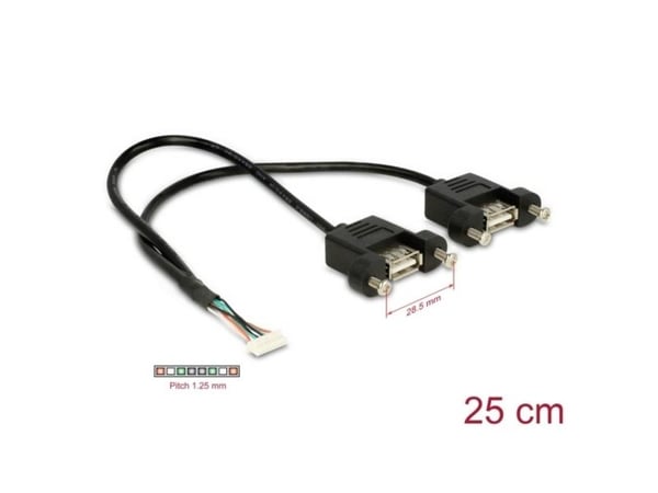 Delock - Intern-til-ekstern USB-kabel - 8-pins USB 2.0-header (hunn) til USB (hunn) - 25 cm - svart