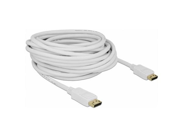 Delock - Skjermkabel - DisplayPort (hann) til DisplayPort (hann) - DisplayPort 1.2 - 10 m - 4K-støtte - hvit