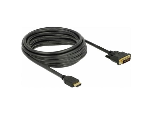 Delock - Adapterkabel - DVI-D hann til HDMI hann - 5 m - trippel beskyttelse - svart - tommelskruer