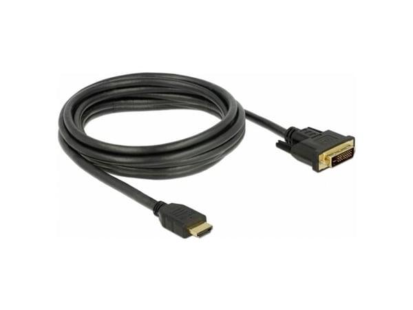 Delock - Adapterkabel - DVI-D hann til HDMI hann - 3 m - trippel beskyttelse - svart - tommelskruer