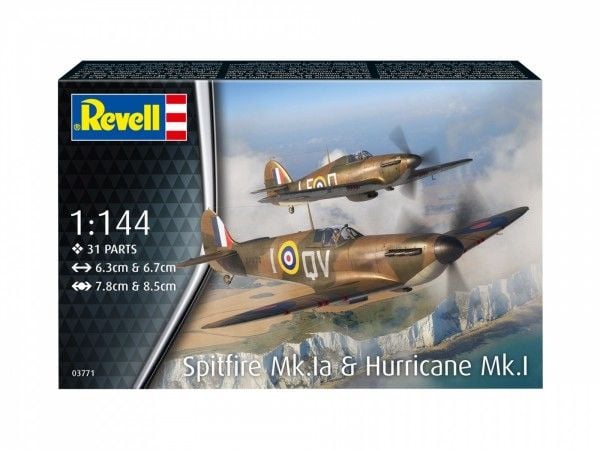 Plywoodmodeller Supermarine Spitfire MkIa & H. Huriccane fly 1/144